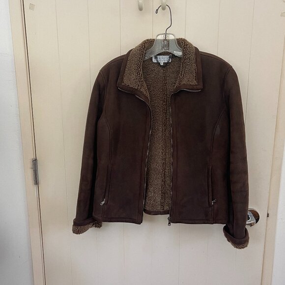 Barney's Lambskin motorcycle jacket in brown color, size small